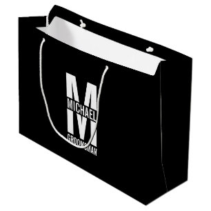 Modern Personalised Groomsmen Monogram and Name Large Gift Bag