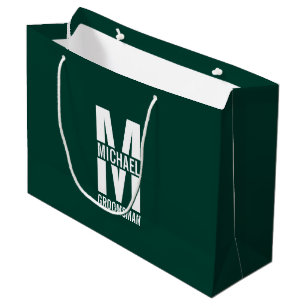 Modern Personalised Groomsmen Monogram and Name Large Gift Bag