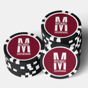 Modern Personalised Groomsmen Monogram and Name Poker Chips