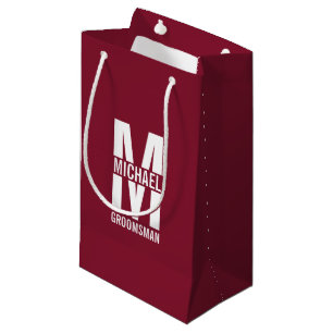 Modern Personalised Groomsmen Monogram and Name Small Gift Bag
