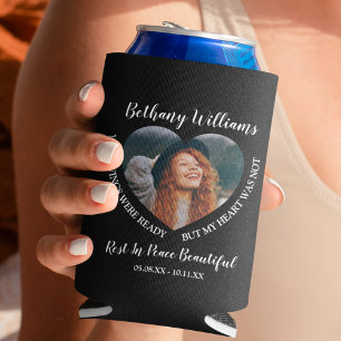 Modern Personalised Heart Photo Memorial Can Cooler