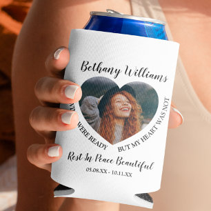 Modern Personalised Heart Photo Memorial Can Cooler
