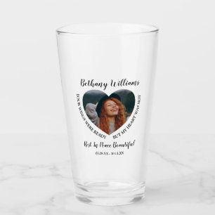 Modern Personalised Heart Photo Memorial Glass