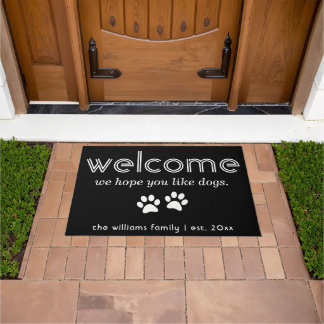 Modern Personalised Hope You Like Dogs Welcome Doormat