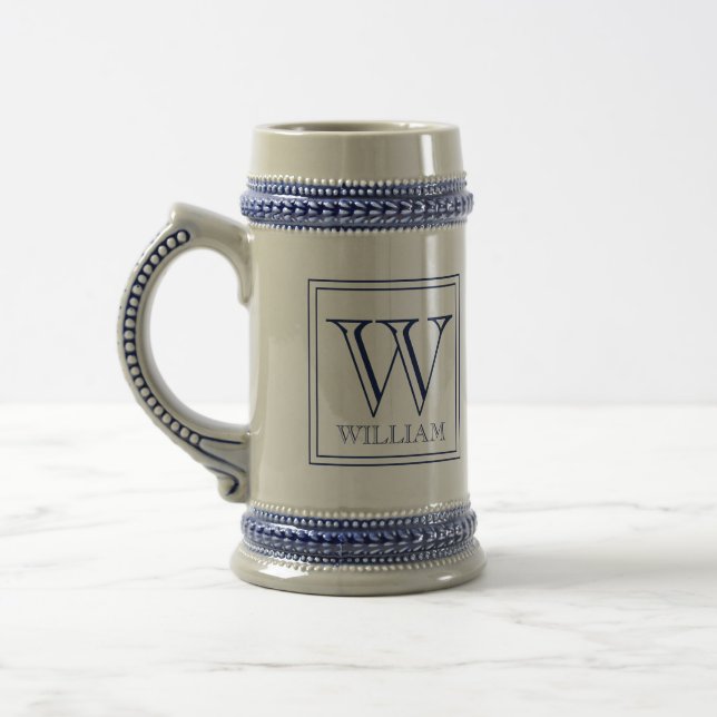 Modern Personalised Initial and Name Two-Tone Coff Beer Stein (Left)