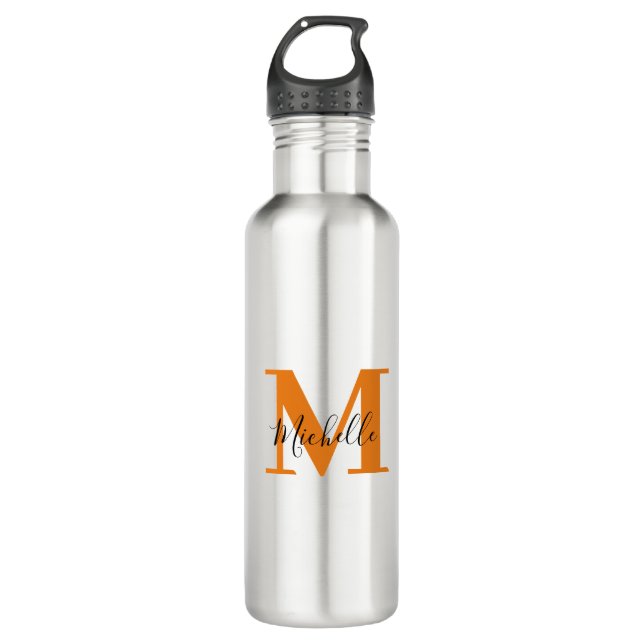 Modern Personalised Initials and Name Monogram 710 Ml Water Bottle (Front)