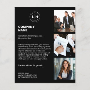 Modern Personalised Logo Photo Black Business Flyer
