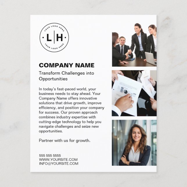 Modern Personalised Logo White Business Flyer (Front)