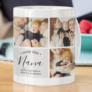 Modern Personalised Love You Nana 9-Photo Coffee Mug