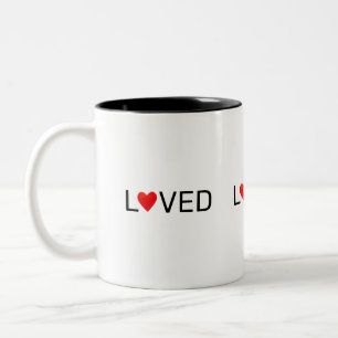 Modern Personalised Loved Heart Two-Tone Coffee Mug