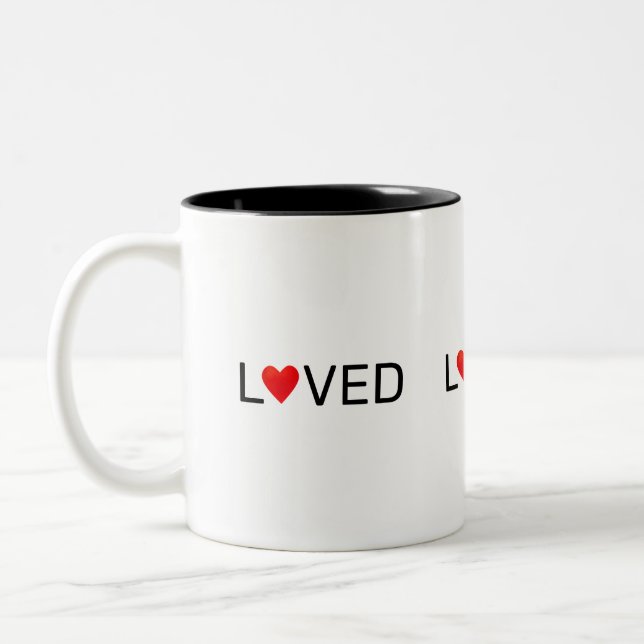 Modern Personalised Loved Heart Two-Tone Coffee Mug (Left)