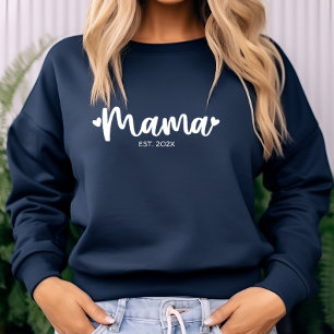 Modern Personalised Mama Est. Trendy Typography Sweatshirt