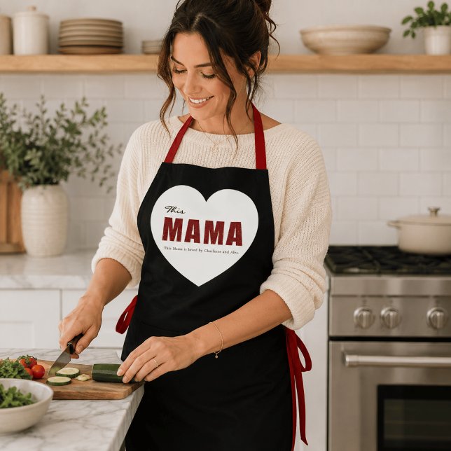 Modern Personalised Mama Heart Apron (Creator Uploaded)