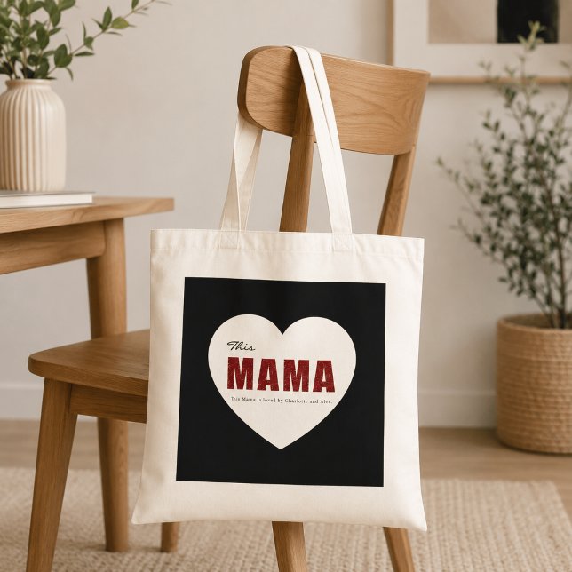 Modern Personalised Mama Heart Tote Bag (Creator Uploaded)