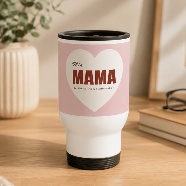 Modern Personalised Mama Heart Travel Mug (Creator Uploaded)
