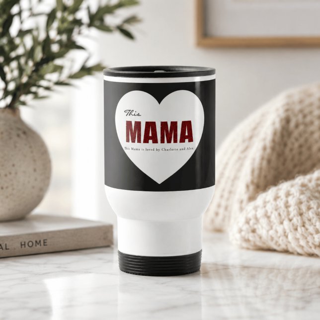 Modern Personalised Mama Heart Travel Mug (Creator Uploaded)