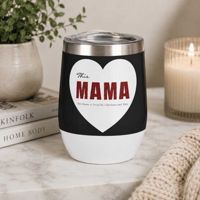 Modern Personalised Mama Heart Water Bottle (Creator Uploaded)
