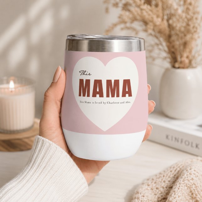 Modern Personalised Mama Heart Water Bottle (Creator Uploaded)