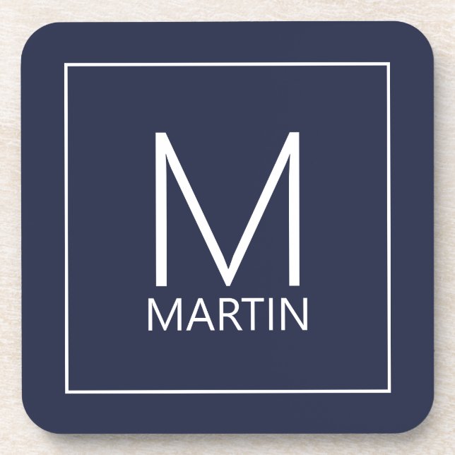 Modern Personalised Monogram and Name Beverage Coa Coaster (Front)