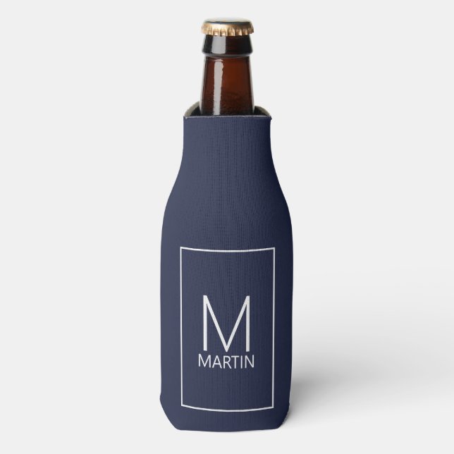 Modern Personalised Monogram and Name Bottle Coole Cooler (Bottle Front)