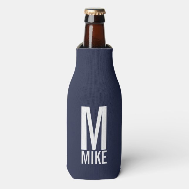 Modern Personalised Monogram and Name Bottle Cooler (Bottle Front)
