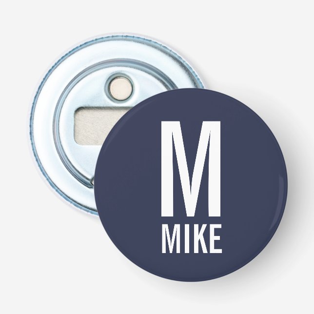 Modern Personalised Monogram and Name Bottle Opener (Front)