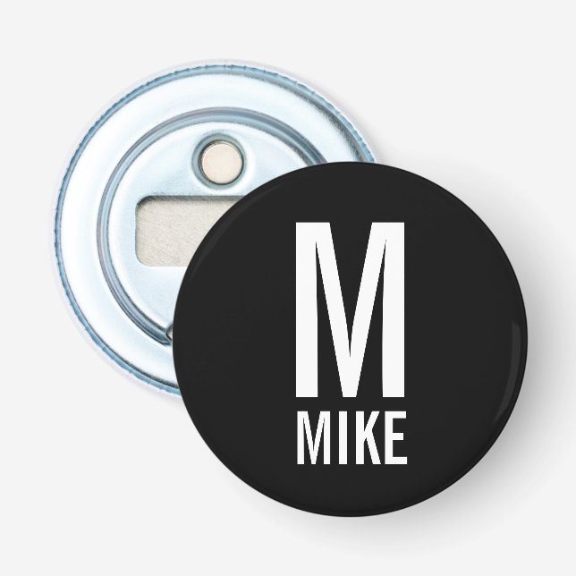 Modern Personalised Monogram and Name Bottle Opener (Front)