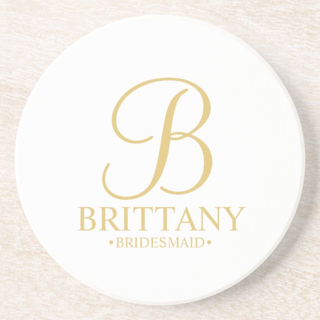 Modern Personalised Monogram and Name Bridesmaid Coaster (Front)