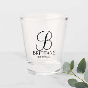 Modern Personalised Monogram and Name Bridesmaid Shot Glass