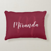 Modern Personalised Monogram and Name Burgundy Red