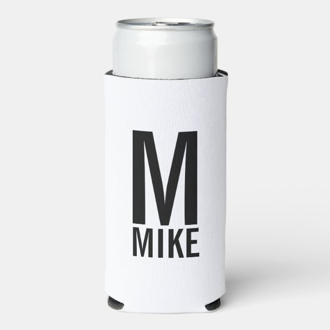 Modern Personalised Monogram and Name Can Cooler (Seltzer Front)