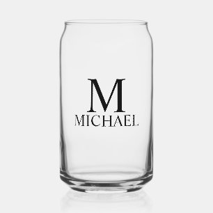 Modern Personalised Monogram and Name Can Glass