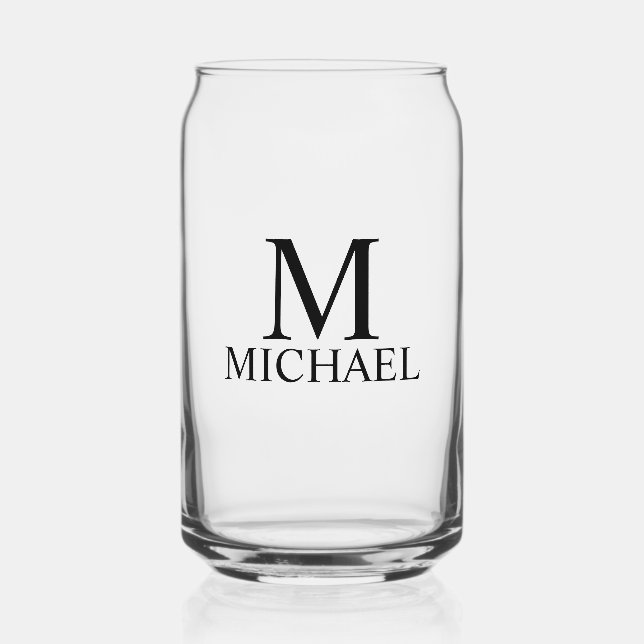 Modern Personalised Monogram and Name Can Glass (Front)