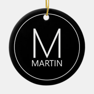 Modern Personalised Monogram and Name Ceramic Tree Decoration