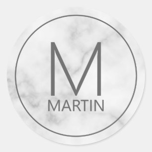 Modern Personalised Monogram and Name Classic Roun Round Sticker
