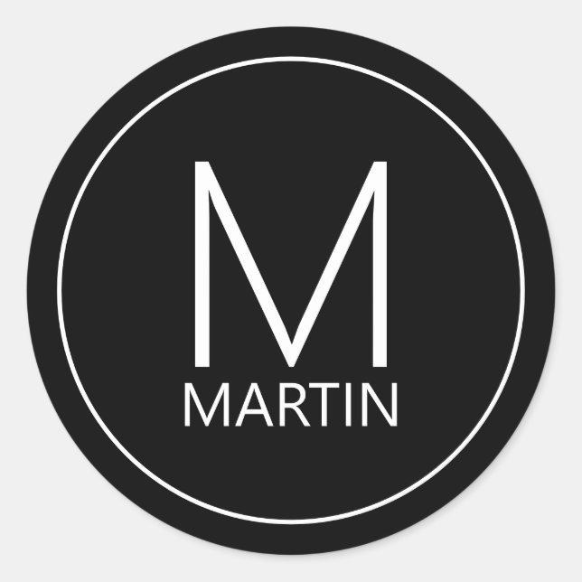 Modern Personalised Monogram and Name Classic Roun Round Sticker (Front)