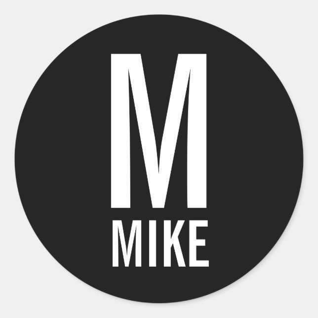 Modern Personalised Monogram and Name Classic Round Sticker (Front)