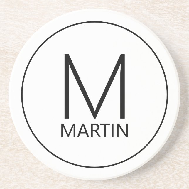 Modern Personalised Monogram and Name Coaster (Front)