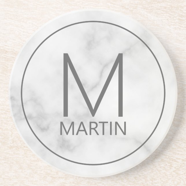 Modern Personalised Monogram and Name Coaster (Front)
