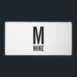 Modern Personalised Monogram and Name Desk Mat<br><div class="desc">Modern Black and White Bold Monogram Design featuring personalised monogram and name in black modern bold sans serif font style on white background.</div>