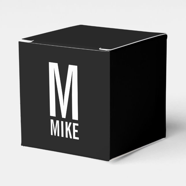 Modern Personalised Monogram and Name Favour Box (Front Side)