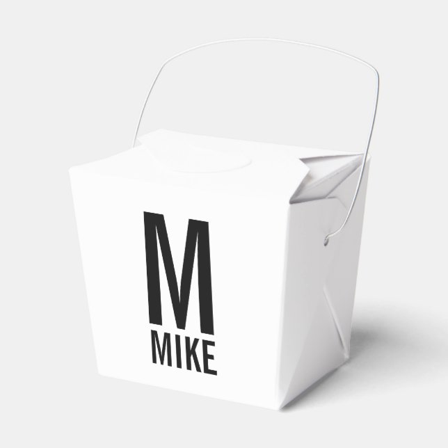 Modern Personalised Monogram and Name Favour Box (Front Side)