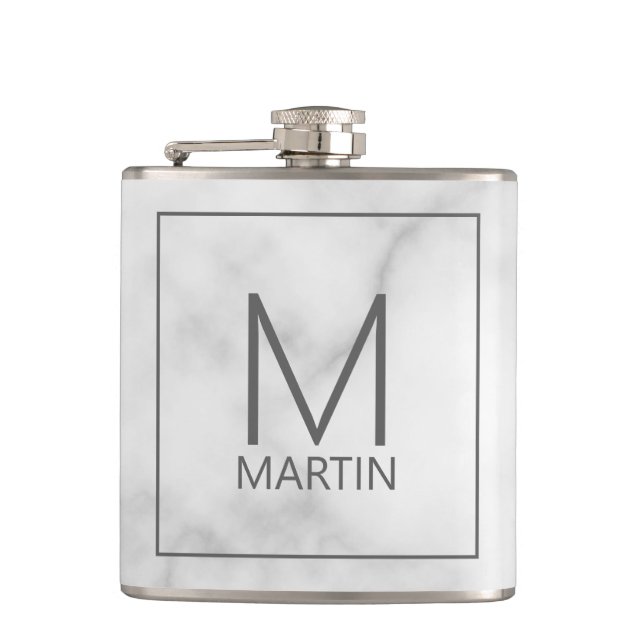Modern Personalised Monogram and Name Flask (Front)