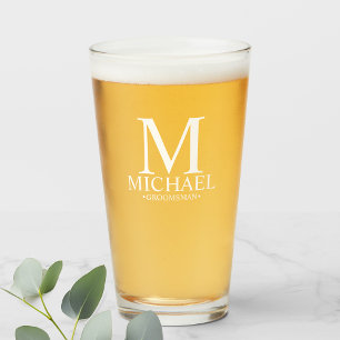 Modern Personalised Monogram and Name Groomsman Glass
