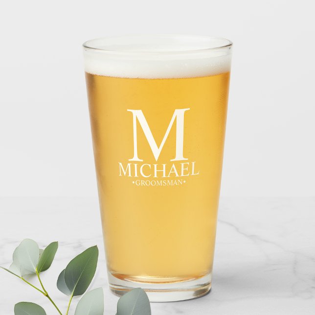 Modern Personalised Monogram and Name Groomsman Glass (Creator Uploaded)