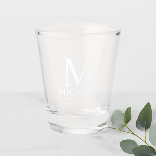 Modern Personalised Monogram and Name Groomsman Shot Glass