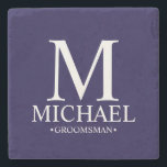 Modern Personalised Monogram and Name Groomsman Stone Coaster<br><div class="desc">Modern Personalised Groomsman Gifts
featuring personalised monogram,  groomsman's name and title in classic serif font style.

Also perfect for Best Man,  Father of the Bride and more.</div>