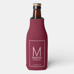 Modern Personalised Monogram and Name Groomsmen Bottle Cooler