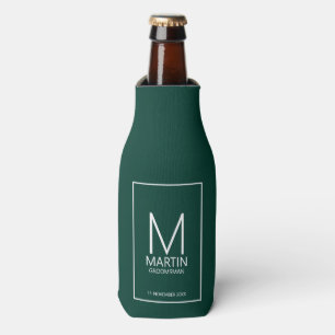 Modern Personalised Monogram and Name Groomsmen Bottle Cooler