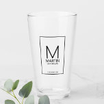 Modern Personalised Monogram and Name Groomsmen Glass<br><div class="desc">Add a personal touch to your wedding with personalised groomsmen glass.
This glass features personalised groomsman's monogram and name with title and wedding date in black modern sans serif font style.

Also perfect for best man,  father of the bride and more.</div>